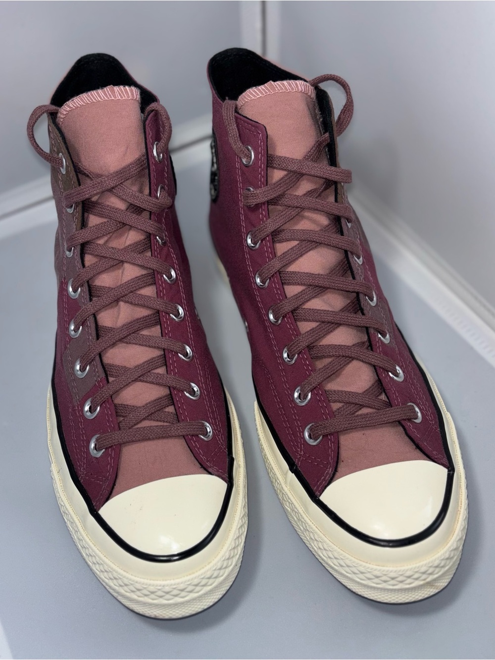 Converse Chuck 70 Hi Plant Color Patchwork Rose Taupe Maroon Womens size 12 Men’